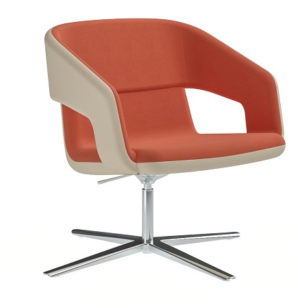 картинка Одноместное кресло с низкой спинкой. Стальной каркас. Полированная литая алюминиевая основа в форме четырехконечной звезды на накладках арт. SDL030 от Мебельная мода