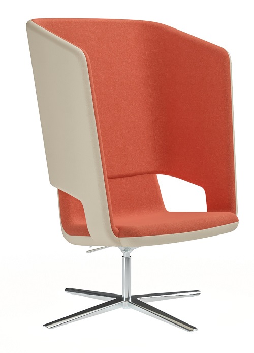 картинка Одноместное кресло с высокой спинкой. Полированная литая алюминиевая основа в форме четырехконечной звезды на накладках арт. SDH030 от Мебельная мода