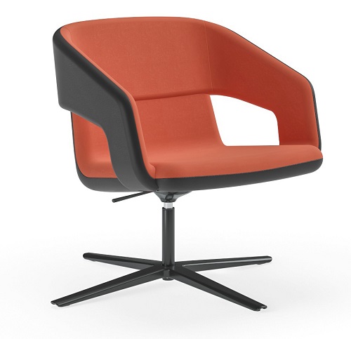 картинка Одноместное кресло с низкой спинкой. Черная алюминиевая основа в форме четырехконечной звезды с порошковым покрытием на накладках арт. SDL130 от Мебельная мода