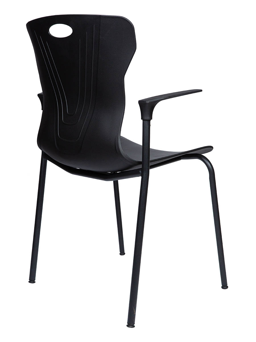 картинка Стул / Seven black / черный пластик / черная база с подлокотниками 388 black от Мебельная мода