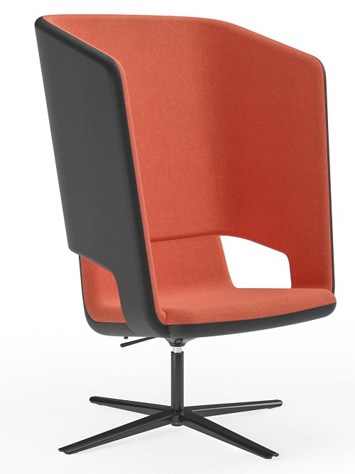 картинка Одноместное кресло с высокой спинкой. Черная алюминиевая основа в форме четырехконечной звезды с порошковым покрытием на накладках арт. SDH130 от Мебельная мода