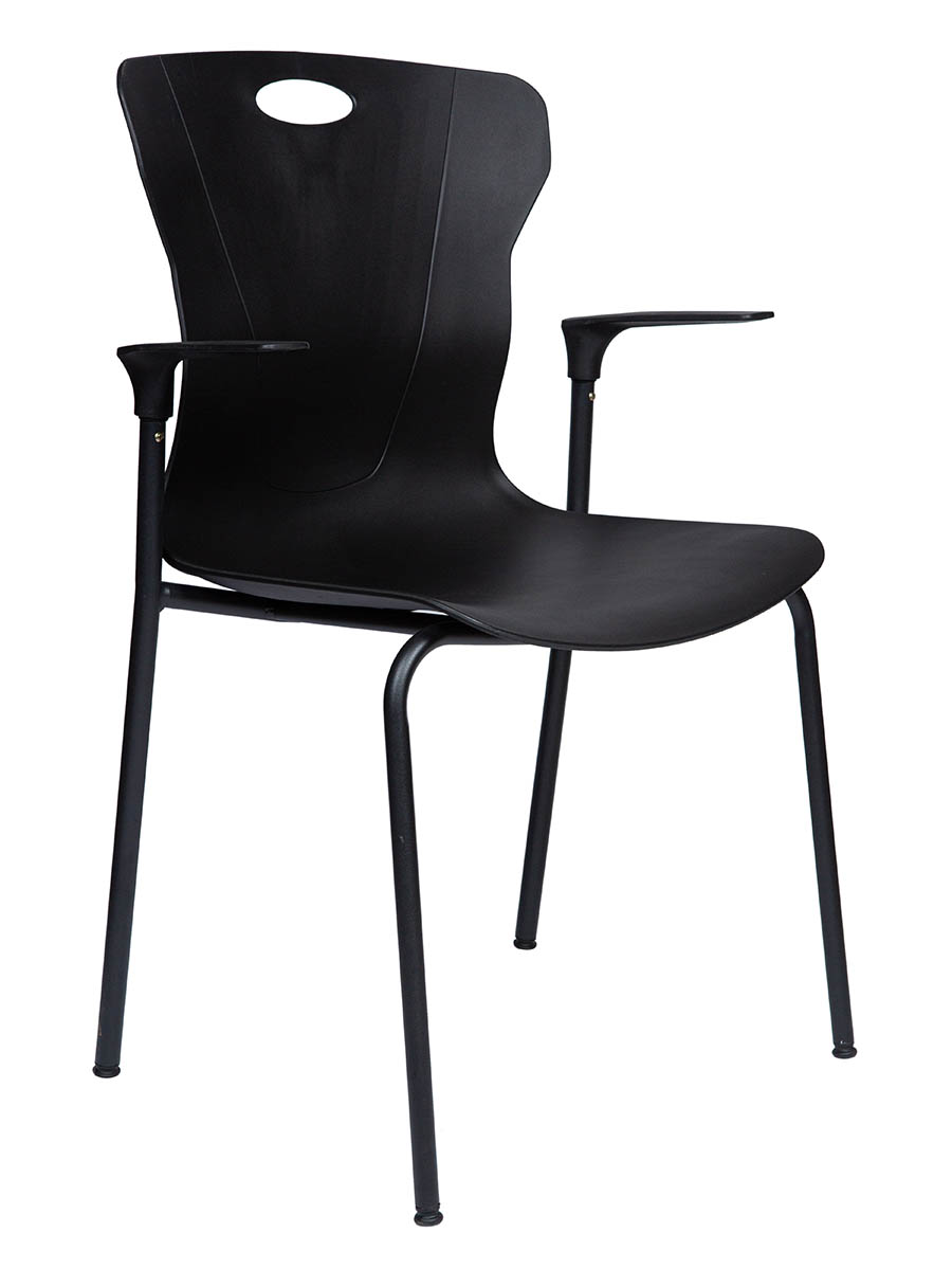 картинка Стул / Seven black / черный пластик / черная база с подлокотниками 388 black от Мебельная мода