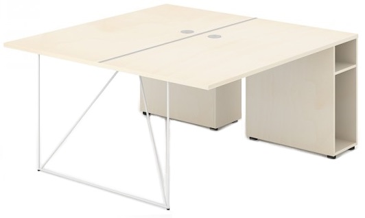 картинка Двухместный стол с алюм.проф. для крепл.перегородки и шкафчиками  DIS164 от Мебельная мода