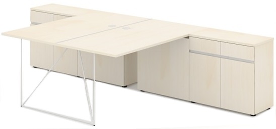 картинка Двухместный стол с алюм.проф. для крепл.перегородки и шкафчиками DIS162 от Мебельная мода