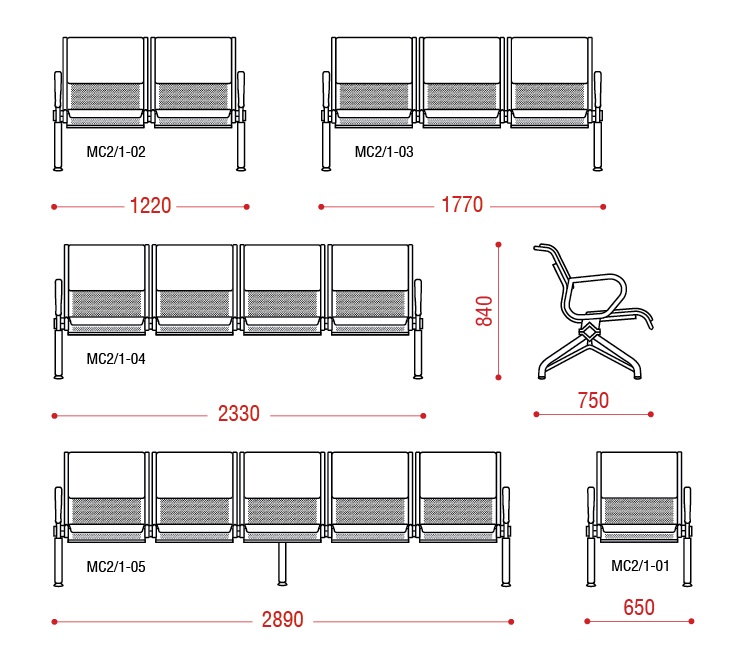 картинка Многоместная секция стульев Вояж 2П от Мебельная мода, фото: 2