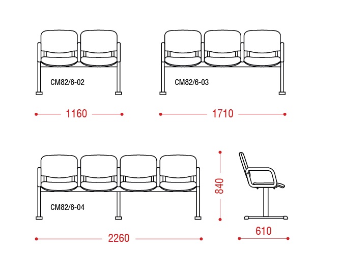 картинка Многоместная секция стульев Тракт от Мебельная мода, фото: 2